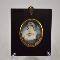 Early 19th C. French Miniature Portrait, Woman in Bonnet